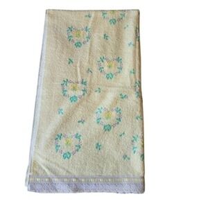 Vintage DUNDEE Bath and Hand Towel Yellow Heart‎ Print